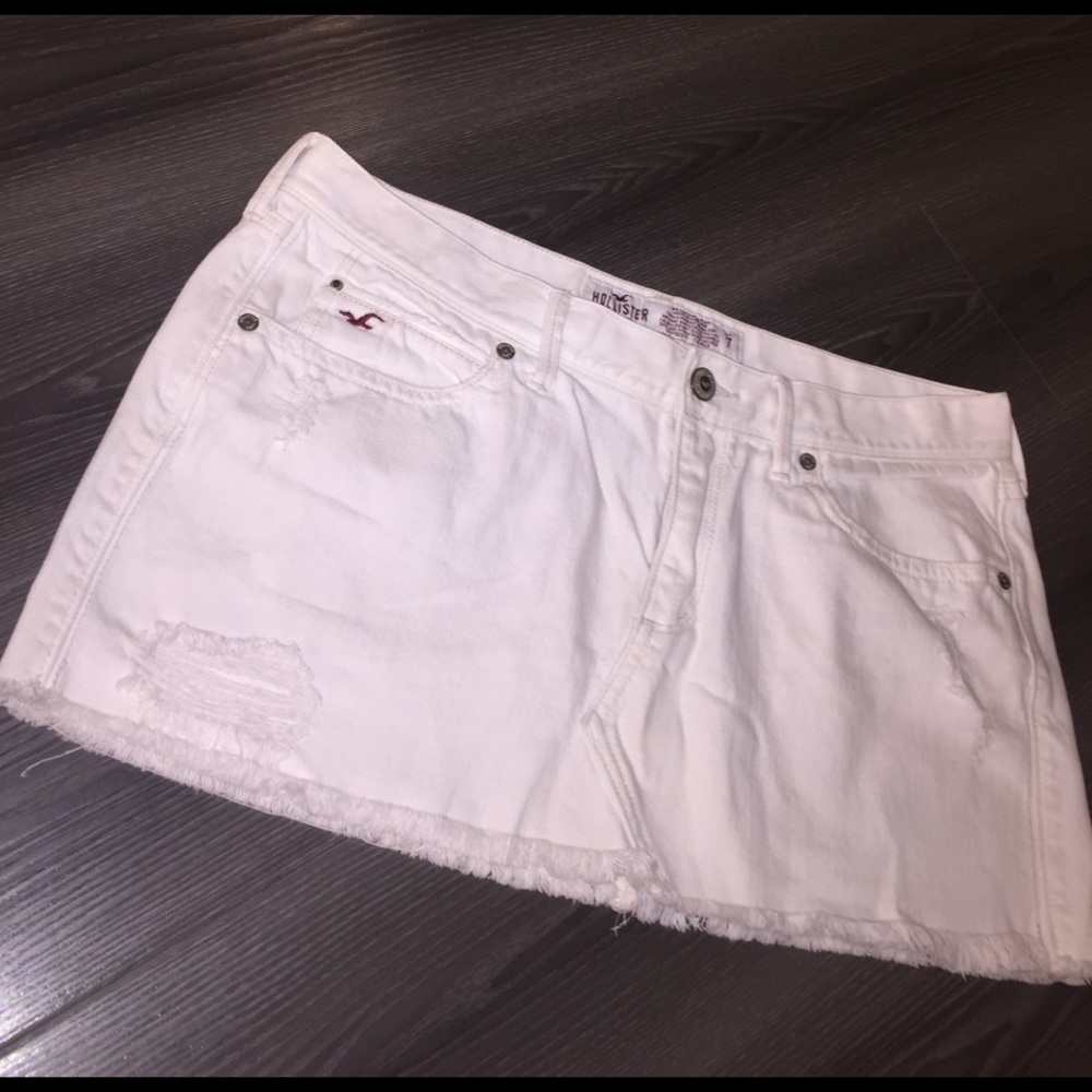 Hollister white jean skirt